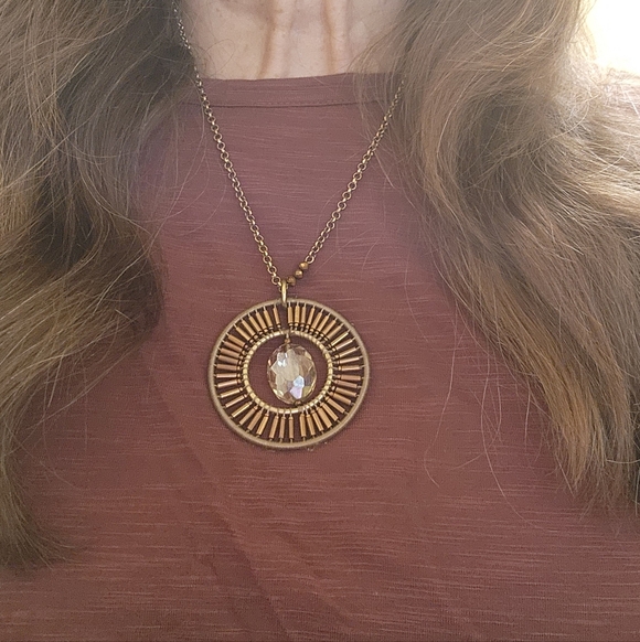 Chico's Gold and Brown Pendant Necklace - Picture 2 of 7